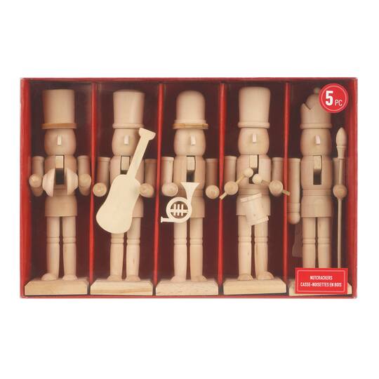 6" DIY Mini Wood Musical Nutcracker Accents, 5ct. by Make Market®